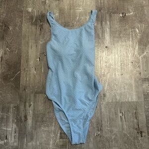 SHEIN Light Blue Textured One-Piece Swimsuit - M